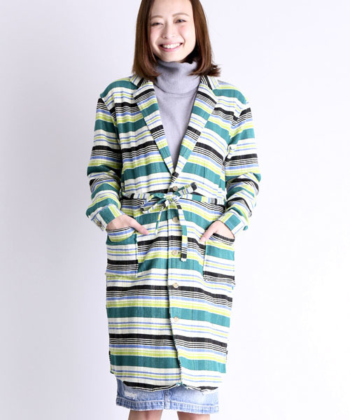 Denime(ドゥニーム)の「チェックヘビネルガウン(その他アウター・レディース・オレンジ/グリーン/レッド・FREE)」の17枚目の写真