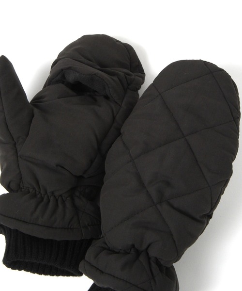 BAYFLOW（ベイフロー）の「[ギフトにもおすすめ]コード付きキルトフードミトン（手袋・レディース・ブラック/ライトグレー・FREE）」の5枚目の写真