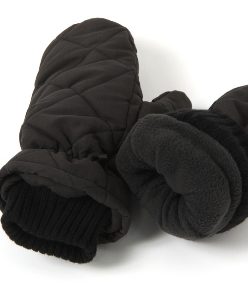 BAYFLOW（ベイフロー）の「[ギフトにもおすすめ]コード付きキルトフードミトン（手袋・レディース・ブラック/ライトグレー・FREE）」の6枚目の写真