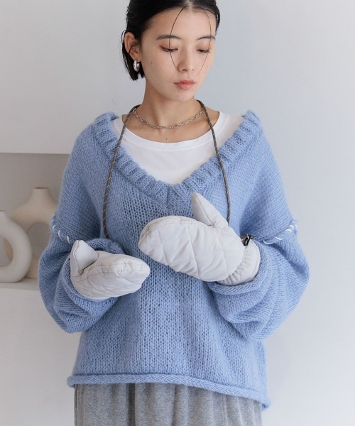 BAYFLOW（ベイフロー）の「[ギフトにもおすすめ]コード付きキルトフードミトン（手袋・レディース・ブラック/ライトグレー・FREE）」の16枚目の写真