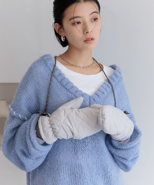 BAYFLOW（ベイフロー）の「[ギフトにもおすすめ]コード付きキルトフードミトン（手袋・レディース・ブラック/ライトグレー・FREE）」の17枚目の写真