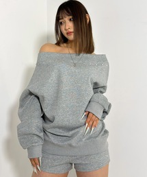 スウェット オフショルダー」に該当するトップス（グレー/灰色系