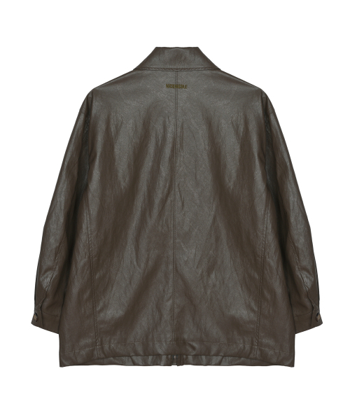 NICK&NICOLE（ニックアンドニコール）の「HIDDEN BUTTON MIDI LEATHER JACKET_BROWN（ライダースジャケット・レディース・その他・FREE）」の5枚目の写真