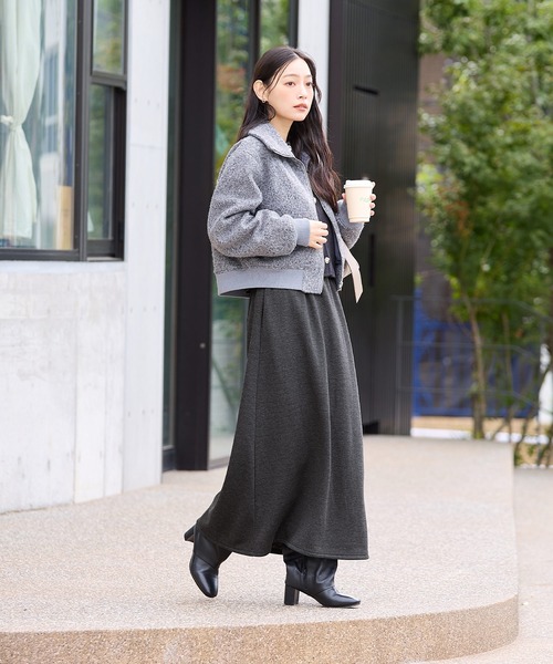 coca（coca）（コカ）の「【DAILY WARM】裏シャギーフレアスカート（スカート・レディース・ブラック/チャコール・L/S/M）」の5枚目の写真