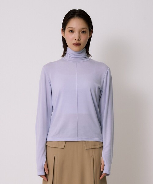 UNITED TOKYO（ユナイテッドトウキョウ）の「Cashmere Silk Turtle Neck Jersey｜ウォッシャブル/保温/レイヤード/オフィスカジュアル/冬服（Tシャツ/カットソー・レディース・アイボリー/ラベンダー/ブラック・FREE）」の10枚目の写真