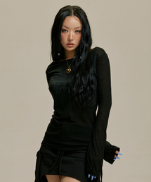 GILAARCHIVE（ギラアーカイブ）の「STAR WING SHEER LONG SLEEVE_BK（Tシャツ/カットソー）」