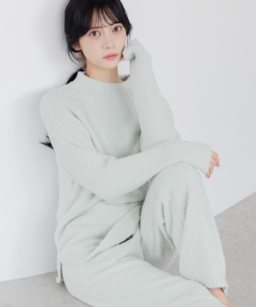 Dita（ディータ）の「モールニットチュニック×ロングパンツセット（Tシャツ/カットソー・レディース・ベージュ/グレー/ピンク/ミント・M/L）」の3枚目の写真