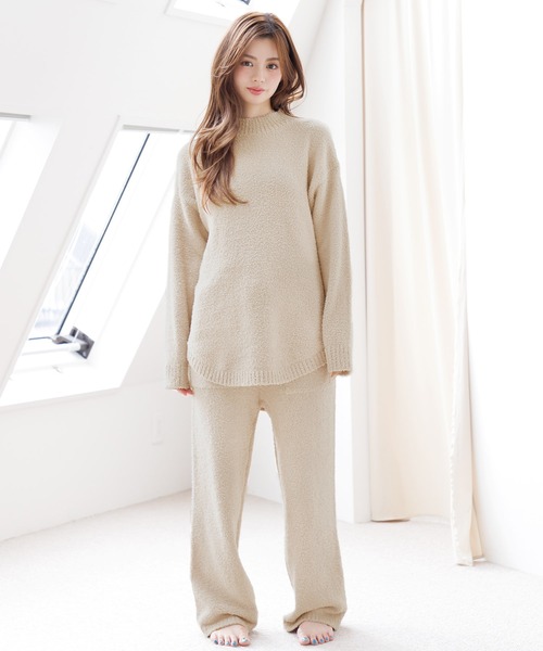 Dita（ディータ）の「モールニットチュニック×ロングパンツセット（Tシャツ/カットソー・レディース・ベージュ/グレー/ピンク/ミント・M/L）」の5枚目の写真