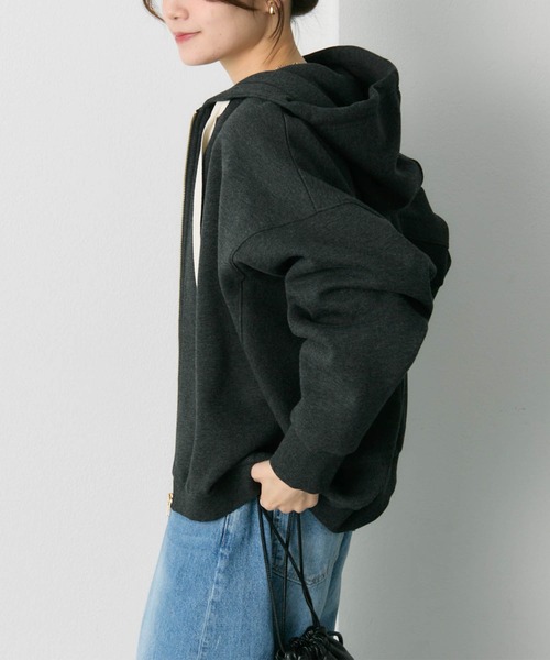 PUAL CE CIN(ピュアルセシン)の「スムースボンディングサイドリブジップパーカー(パーカー・レディース・グレー/チャコールグレー・FREE)」の10枚目の写真
