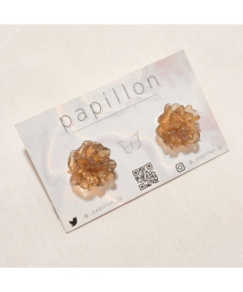 tone（トーン）の「【papillon】お花ピアス(MA)（ピアス（両耳用）・レディース・ブラウン・FREE）」の2枚目の写真