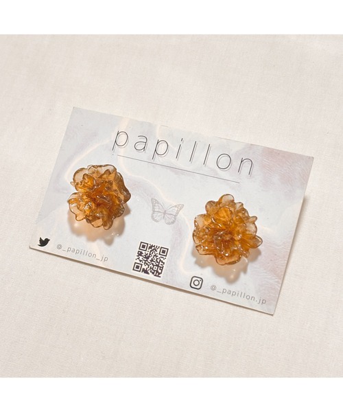 tone（トーン）の「【papillon】お花ピアス(MA)（ピアス（両耳用）・レディース・ブラウン・FREE）」の3枚目の写真