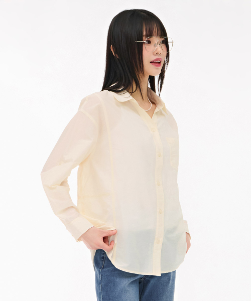 CHASECULT(チェイスカルト)の「女性オープンカラー袖ロールアップシャツ-アイボリー(シャツ/ブラウス・レディース・オートミール・90/85)」の2枚目の写真