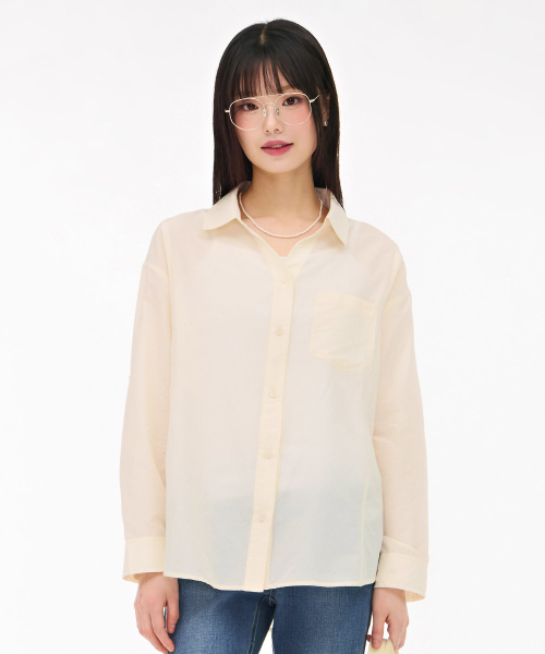 CHASECULT(チェイスカルト)の「女性オープンカラー袖ロールアップシャツ-アイボリー(シャツ/ブラウス・レディース・オートミール・90/85)」の3枚目の写真