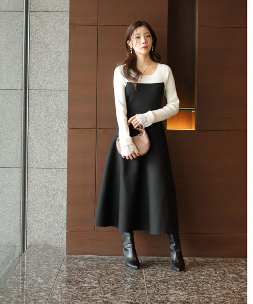 Apuweiser-riche(アプワイザーリッシェ)の「袖レースビスチェ切替ワンピース(ワンピース・レディース・ブラック/グレイッシュベージュ/ブラック系その他・2/1)」の19枚目の写真