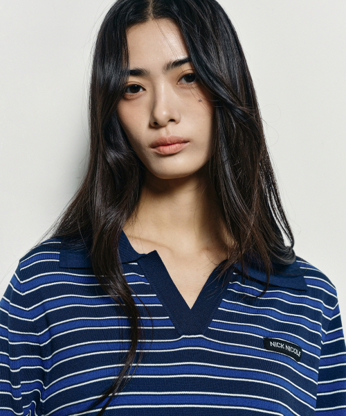 NICK&NICOLE(ニックアンドニコール)の「MULTI STRIPE V-NECK COLLAR KNIT_NAVY(ニット/セーター・レディース・その他・FREE)」の3枚目の写真