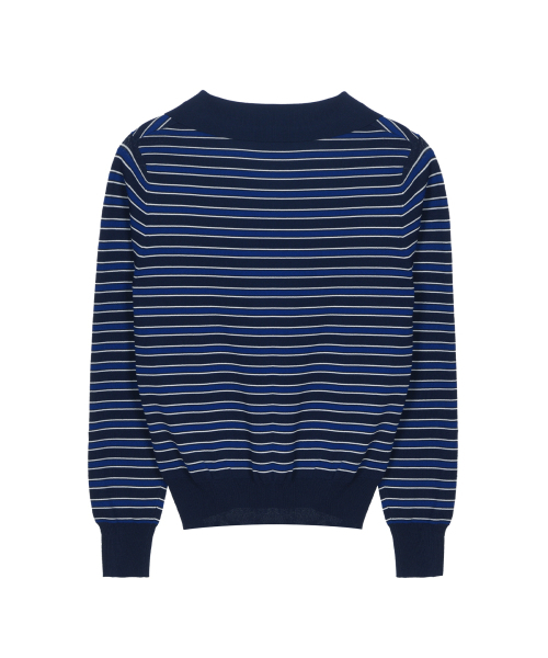 NICK&NICOLE(ニックアンドニコール)の「MULTI STRIPE V-NECK COLLAR KNIT_NAVY(ニット/セーター・レディース・その他・FREE)」の5枚目の写真
