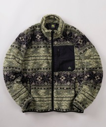 LOGOS（ロゴス）の「【71】【LOGOS PARK/ロゴス パーク】ワンポイントロゴ プリントデザイン 裏地付き 総柄 シャギー ボア フリースジャケット（ブルゾン）」