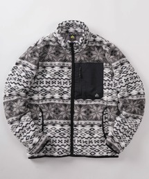 make a ray!（メイク ア レイ！）の「【71】【LOGOS PARK/ロゴス パーク】ワンポイントロゴ プリントデザイン 裏地付き 総柄 シャギー ボア フリースジャケット（ブルゾン）」