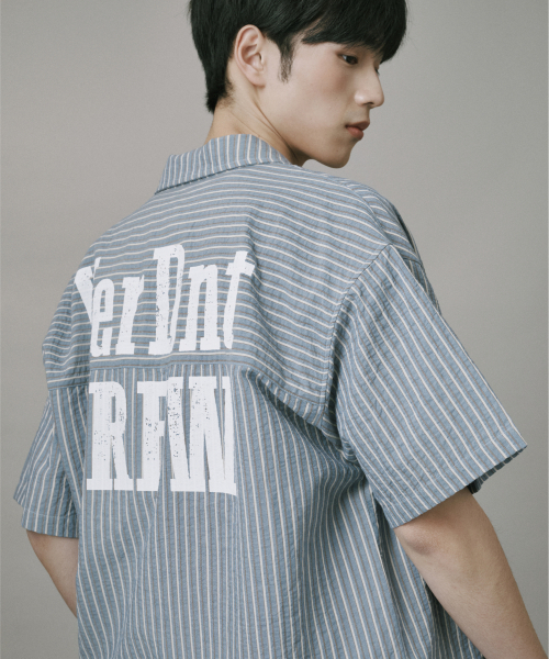 Verdnt（バーダント）の「マルチストライプバックロゴシャツ[ブルー]（シャツ/ブラウス・レディース・その他・SMALL/MEDIUM/LARGE）」の5枚目の写真