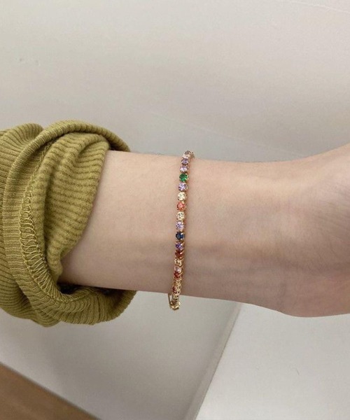 yu-ka（ユーカ）の「YU-KA:ラインストーンブレスレット line stone bracelet（ブレスレット・レディース・ゴールド/シルバー/マルチ・FREE）」の3枚目の写真