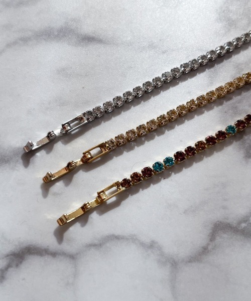 yu-ka（ユーカ）の「YU-KA:ラインストーンブレスレット line stone bracelet（ブレスレット・レディース・ゴールド/シルバー/マルチ・FREE）」の11枚目の写真