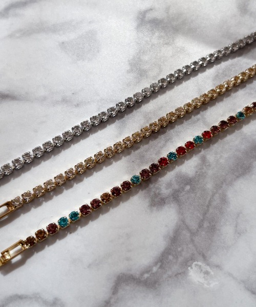 yu-ka（ユーカ）の「YU-KA:ラインストーンブレスレット line stone bracelet（ブレスレット・レディース・ゴールド/シルバー/マルチ・FREE）」の12枚目の写真