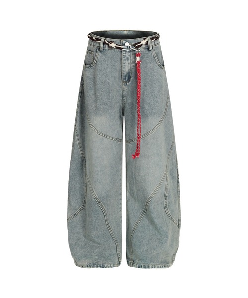 HOOK(フック)の「HOOK -select- パラコードベルト付きデニムバルーンパンツ(デニムパンツ・メンズ・ブラック/ブルー・M/L/S)」の1枚目の写真