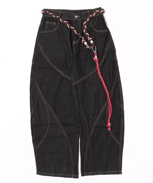 HOOK(フック)の「HOOK -select- パラコードベルト付きデニムバルーンパンツ(デニムパンツ・メンズ・ブラック/ブルー・M/L/S)」の5枚目の写真