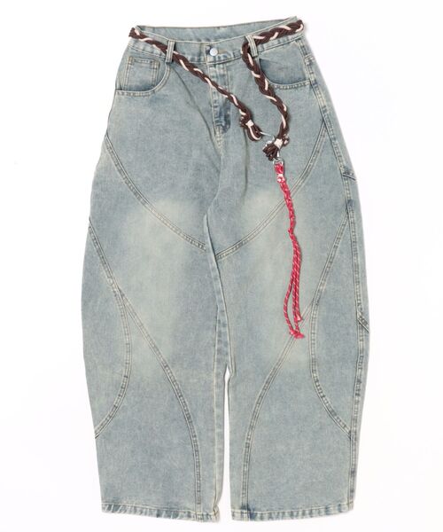 HOOK(フック)の「HOOK -select- パラコードベルト付きデニムバルーンパンツ(デニムパンツ・メンズ・ブラック/ブルー・M/L/S)」の4枚目の写真