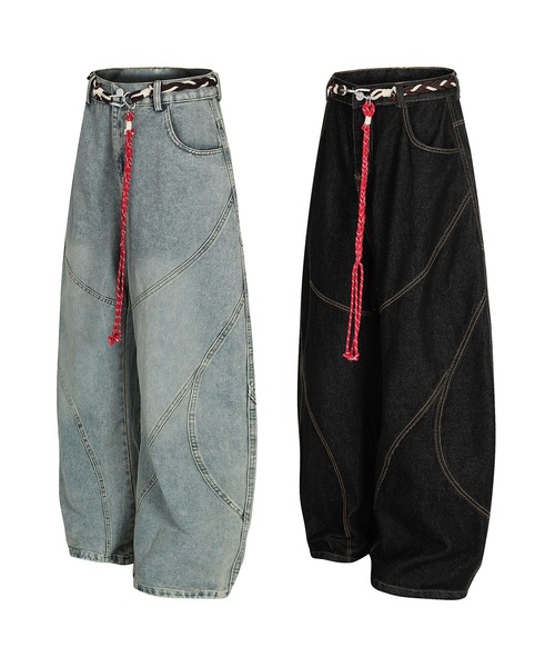 HOOK(フック)の「HOOK -select- パラコードベルト付きデニムバルーンパンツ(デニムパンツ・メンズ・ブラック/ブルー・M/L/S)」の17枚目の写真