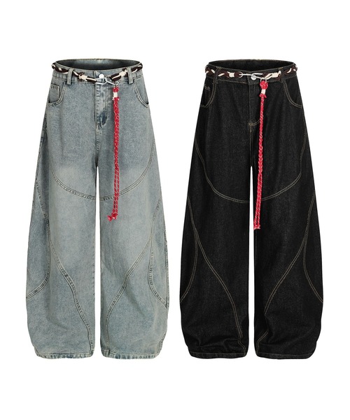 HOOK(フック)の「HOOK -select- パラコードベルト付きデニムバルーンパンツ(デニムパンツ・メンズ・ブラック/ブルー・M/L/S)」の16枚目の写真