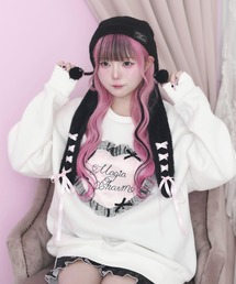 Magia Charm（マギアチャーム）の「レースアップうさみみニット帽 / シャギー うさ耳 ボンボン（ニットキャップ/ビーニー）」