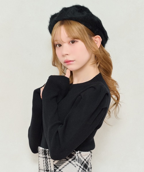 apres jour（アプレジュール）の「【apres jour×ARIAZ】シャギーベレー帽（ハンチング/ベレー帽・レディース・ブラック/ホワイト・FREE）」の4枚目の写真