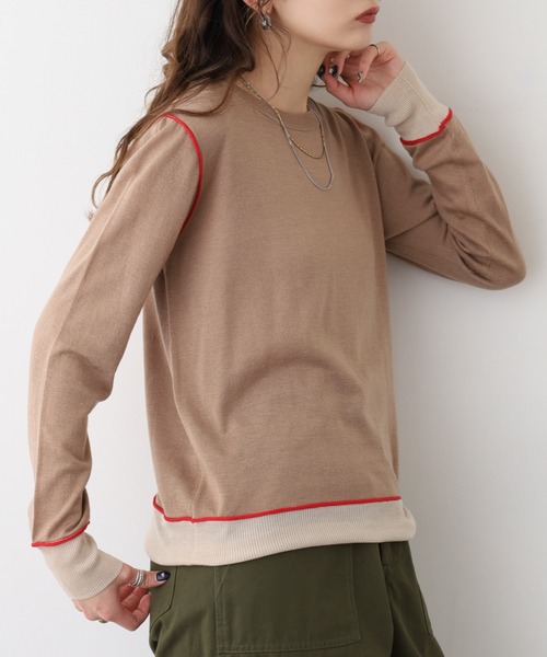 Anna Nicola(アンナニコラ)の「Anna Nicola シルク混配色ニット(ニット/セーター・レディース・モカ/ベージュ/ブラック・38)」の16枚目の写真