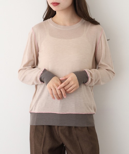Anna Nicola(アンナニコラ)の「Anna Nicola シルク混配色ニット(ニット/セーター・レディース・モカ/ベージュ/ブラック・38)」の18枚目の写真