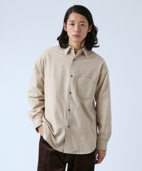 B.C STOCK（ベーセーストック）の「【BOYCOM/ボイコム】ビーバー加工 ウールレギュラーカラーシャツ（シャツ/ブラウス・メンズ・グレー/ブラウン/ブラック・LARGE/MEDIUM）」の3枚目の写真