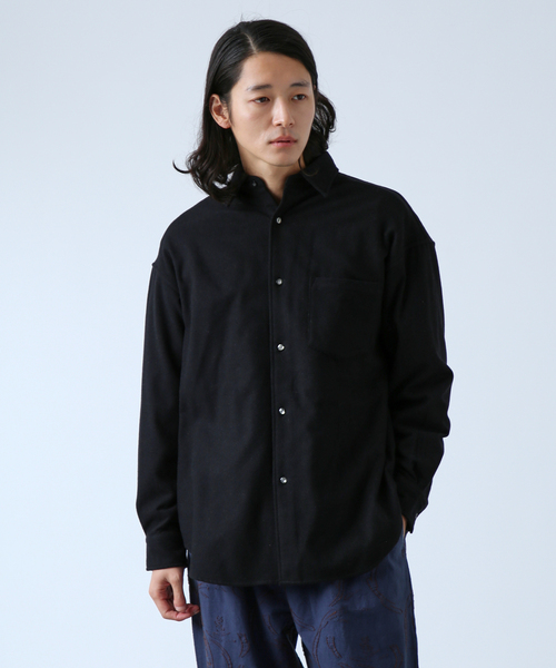 B.C STOCK（ベーセーストック）の「【BOYCOM/ボイコム】ビーバー加工 ウールレギュラーカラーシャツ（シャツ/ブラウス・メンズ・グレー/ブラウン/ブラック・LARGE/MEDIUM）」の2枚目の写真