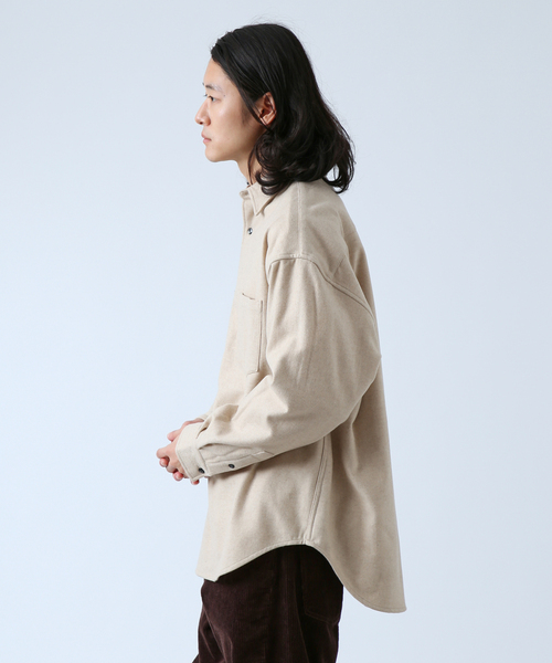 B.C STOCK（ベーセーストック）の「【BOYCOM/ボイコム】ビーバー加工 ウールレギュラーカラーシャツ（シャツ/ブラウス・メンズ・グレー/ブラウン/ブラック・LARGE/MEDIUM）」の20枚目の写真