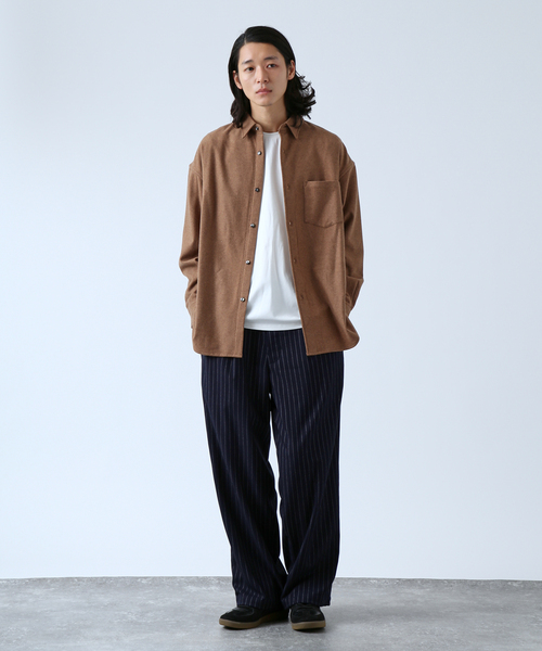 B.C STOCK（ベーセーストック）の「【BOYCOM/ボイコム】ビーバー加工 ウールレギュラーカラーシャツ（シャツ/ブラウス・メンズ・グレー/ブラウン/ブラック・LARGE/MEDIUM）」の22枚目の写真