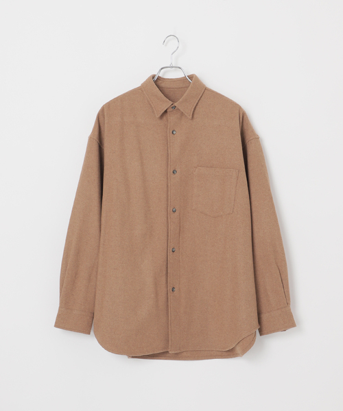 B.C STOCK（ベーセーストック）の「【BOYCOM/ボイコム】ビーバー加工 ウールレギュラーカラーシャツ（シャツ/ブラウス・メンズ・グレー/ブラウン/ブラック・LARGE/MEDIUM）」の8枚目の写真