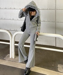 non-hedge（ノンヘッジ）の「フェイクファー付フードパーカーフレアパンツセットアップ（セットアップ）」