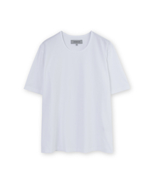 UネックTシャツ、ホワイト