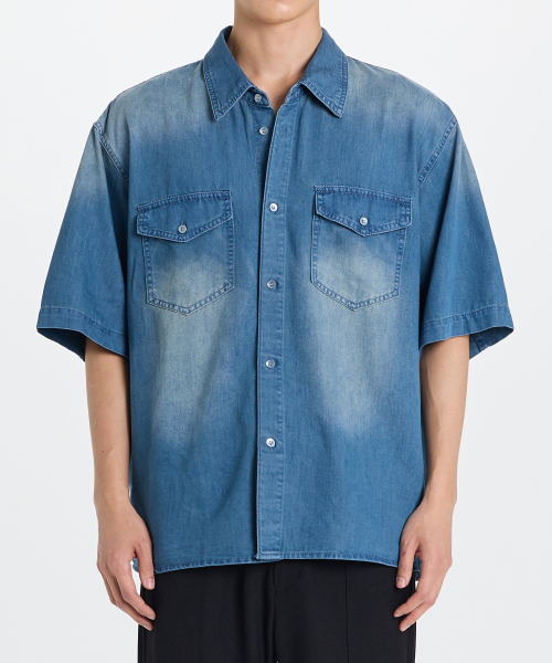 KICHUL(キチョル)の「Summer half denim shirt (indigo)(シャツ/ブラウス・メンズ・その他・SMALL/LARGE/MEDIUM)」の2枚目の写真