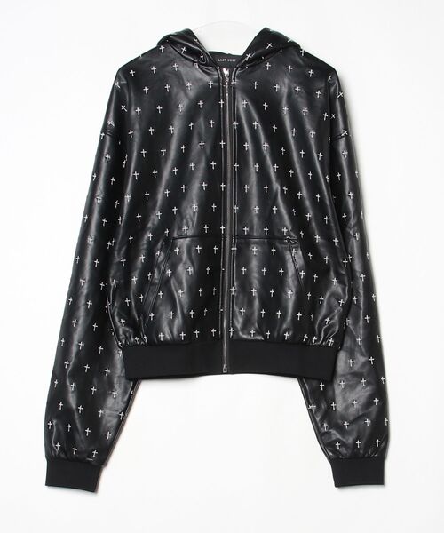 LAST NEST/ラストネスト/Allover Cross Zip-up Hoodie / Black