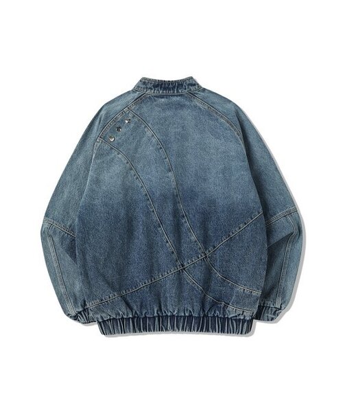 セール】SNAP TYPE DENIM BOMBER JACKET MID BLUE（デニムジャケット