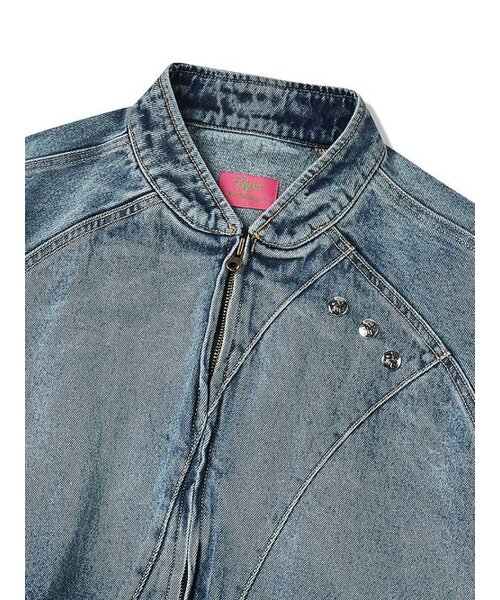 セール】SNAP TYPE DENIM BOMBER JACKET MID BLUE（デニムジャケット