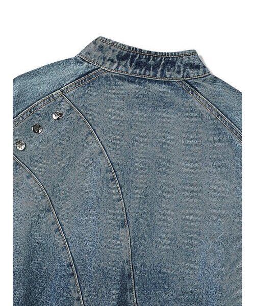 セール】SNAP TYPE DENIM BOMBER JACKET MID BLUE（デニムジャケット