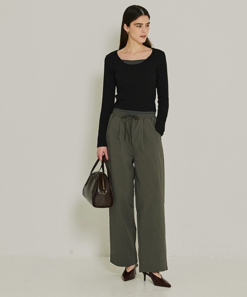 coca(coca)(コカ)の「【DAILY WARM】ナイロン微起毛タックパンツ(その他パンツ・レディース・ブラック/カーキ・L/M/S)」の9枚目の写真
