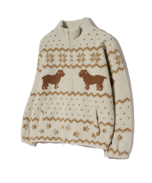 YALE（イェール）の「ジャカードボアフリースジャケット_アイボリー（その他アウター・レディース・その他・SMALL/MEDIUM/LARGE/X-LARGE）」の3枚目の写真