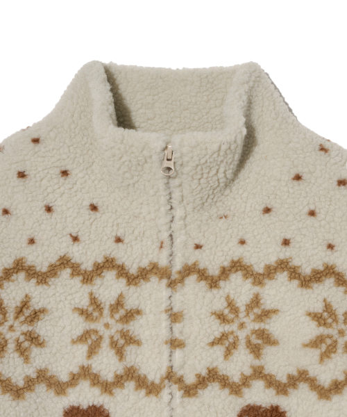 YALE（イェール）の「ジャカードボアフリースジャケット_アイボリー（その他アウター・レディース・その他・SMALL/MEDIUM/LARGE/X-LARGE）」の5枚目の写真